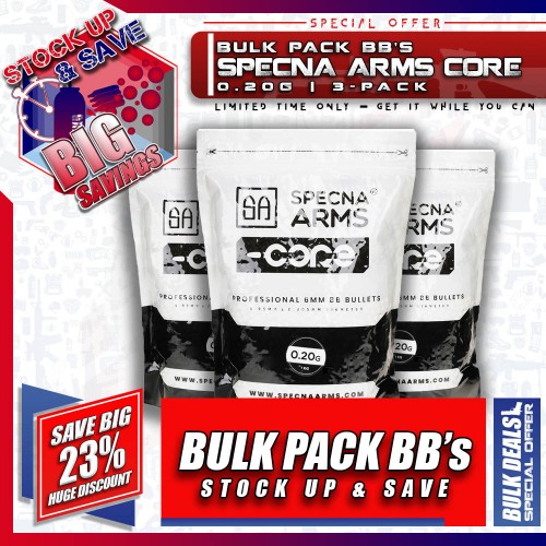 BULK DEALS: Specna Arms CORE 0.20g (3 Pack), Specna Arms CORE BB's are a cost-effective BB, designed to give excellent performance without breaking the bank